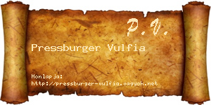 Pressburger Vulfia névjegykártya